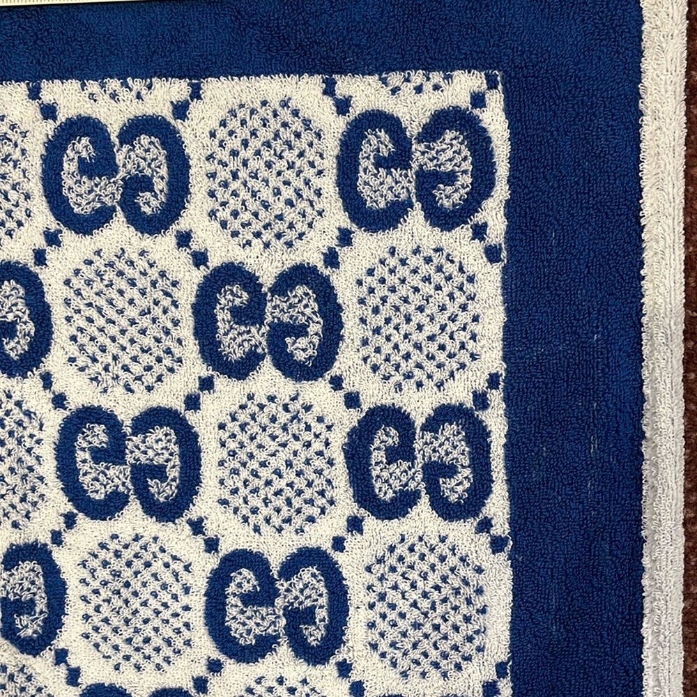 Blue and White Patterned Towel